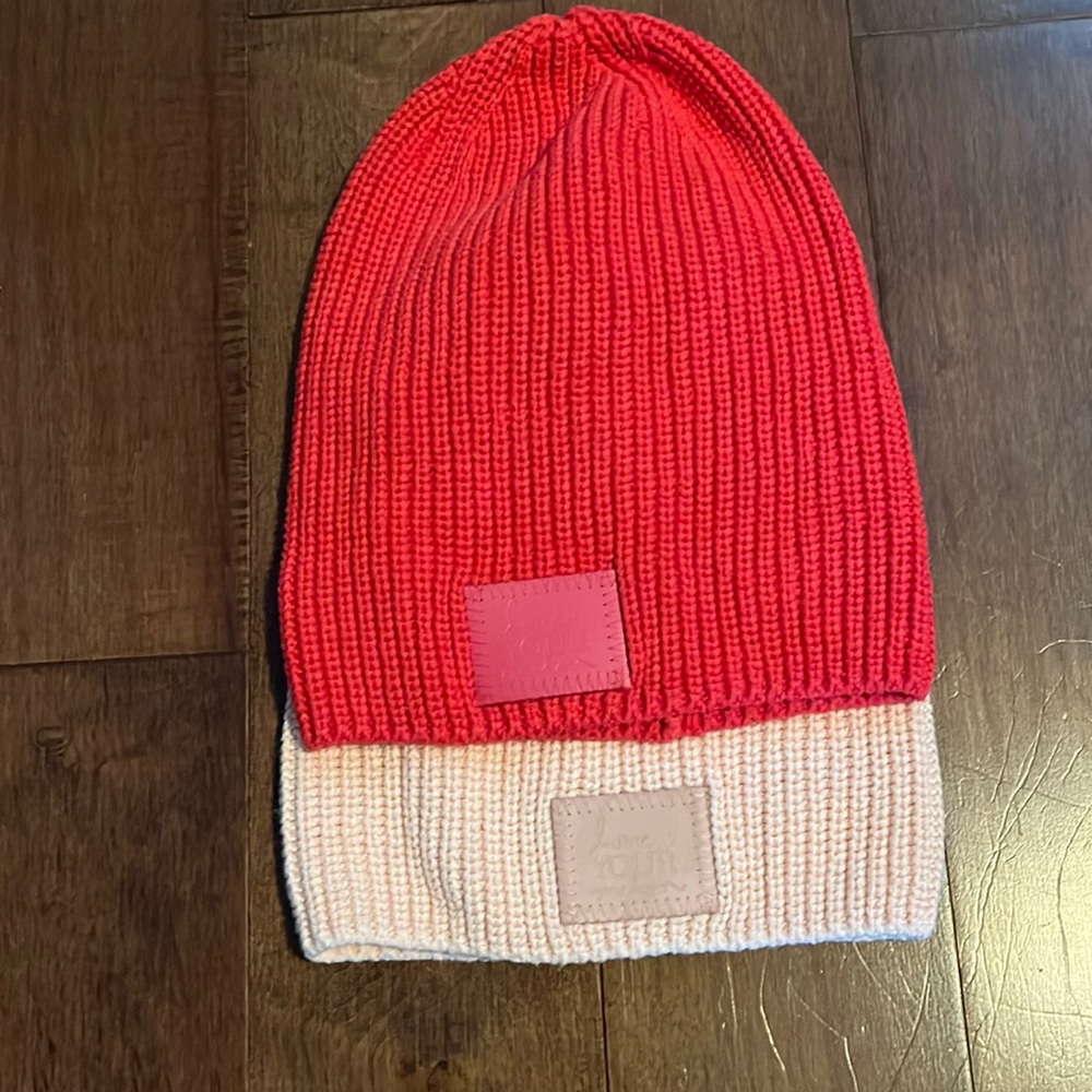 Love Your Melon Knit Slouchy Beanie Hat Adult One Size Set of 2 Pink